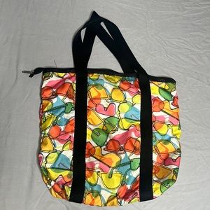 LeSportsac multicolor neon sunglasses print zip tote